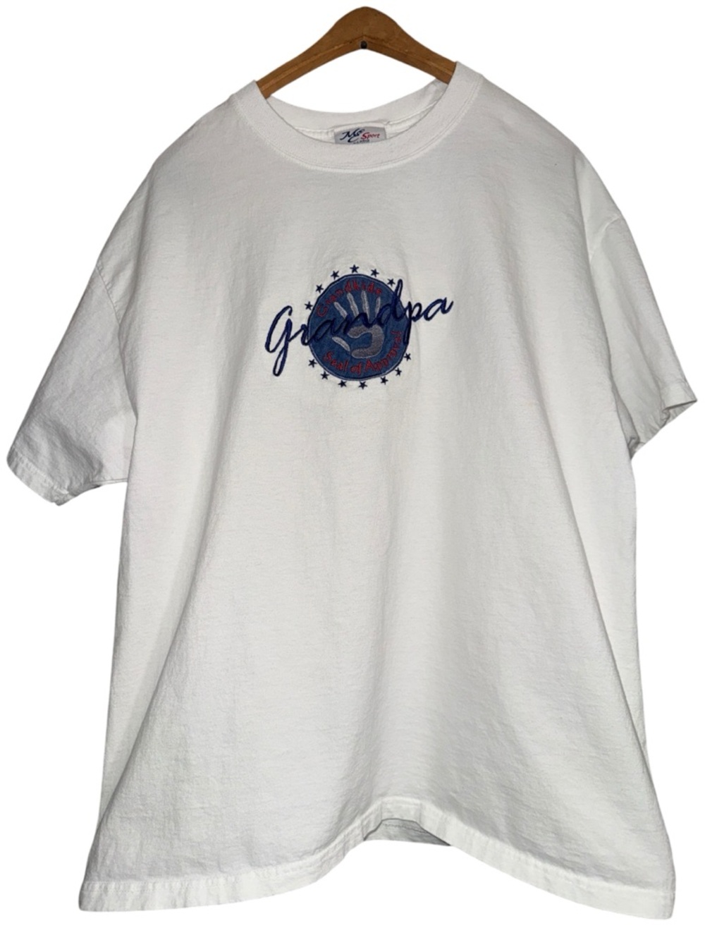 Vintage 90s Grandpa Seal of Approval T-Shirt XL White Embroidered Father's Day